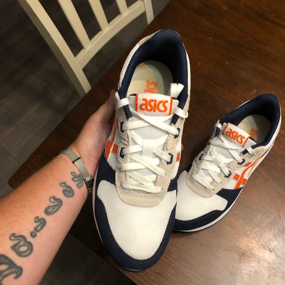 Men’s Asics Gel Lyte Classic Size 8.5, Navy, White & Orange - Picture 3 of 9
